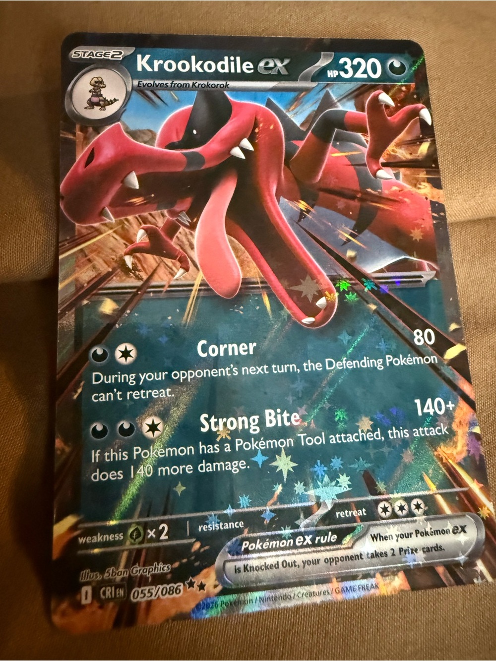 Pokemon Krookodile ex Trading Card - Red, Black, Blue, Gold (Chaos Rising set)